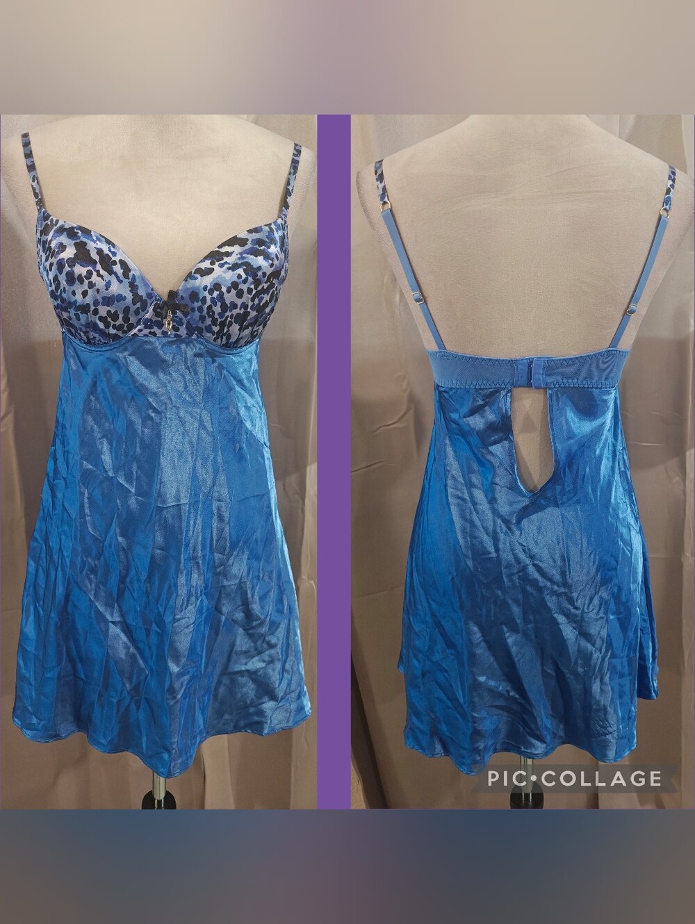 💜🐾Victoria’s Secret Purple Leopard Satin Chemise Lingerie Slip Dress 💜🐾